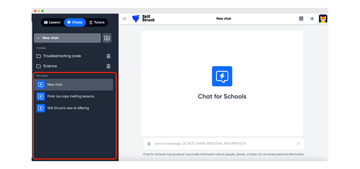 Chat for Schools Student Chat Overview